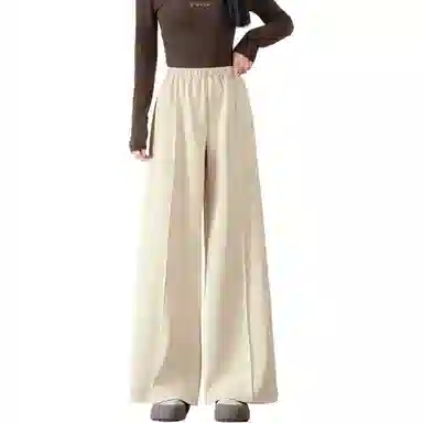 法文箱子 简约纯色高腰阔腿休闲裤 女款