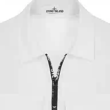 Stone Island SS22 White Logo Zip Shirt