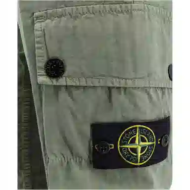 Stone Island Logo Badge Cargo Pants Light Green