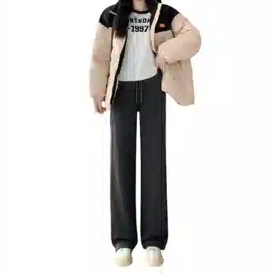 水中花 加绒直筒加厚保暖宽松舒适简约休闲裤 女款