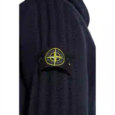 Stone Island Logo Zip Hoodie Jacket Blue