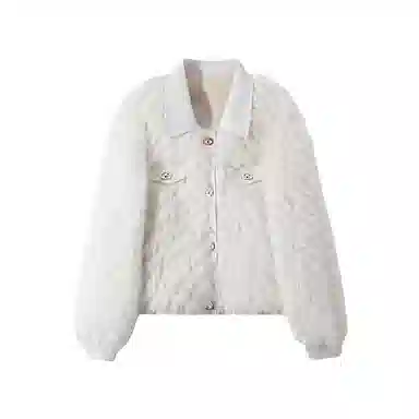 红蜻蜓 时髦短款仿水貂绒翻领外套皮草 女款 白色