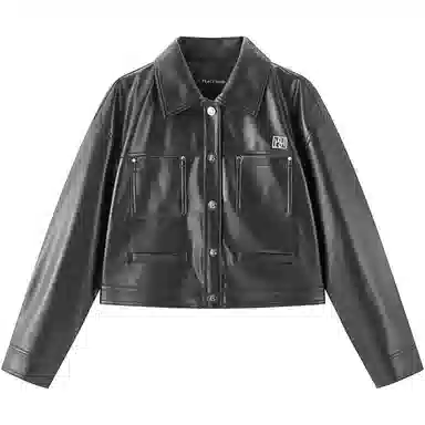Peacebird Lapel Single-Breasted Leather Jacket