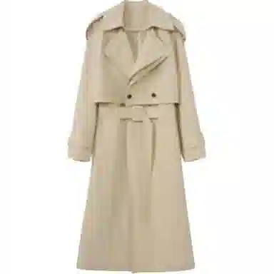 柳絮自制 通勤舒适休闲长款长袖风衣 女款 浅雾卡其色