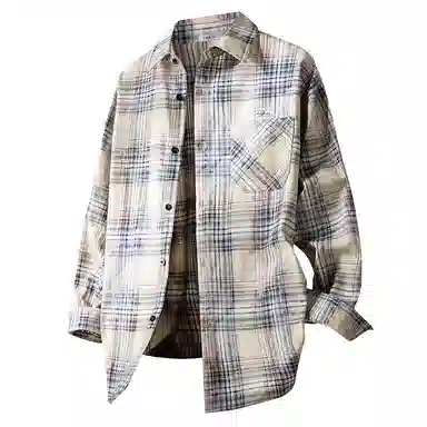 红蜻蜓 美式复古格子高街设计感高级宽松休闲百搭日常通勤潮流时尚简约长袖衬衫 男女同款