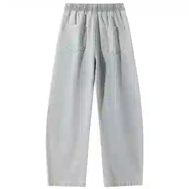 加菲猫家族 美式高街松紧系带中腰复古水洗宽松做旧阔腿垂感舒适休闲百搭牛仔裤 男女同款