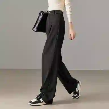 【dme】 阔腿裤高腰高级感垂感设计感拖地裤西装裤休闲裤 女款 黑色