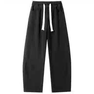 加菲猫家族 美式高街松紧系带中腰复古水洗宽松做旧阔腿垂感舒适休闲百搭牛仔裤 男女同款