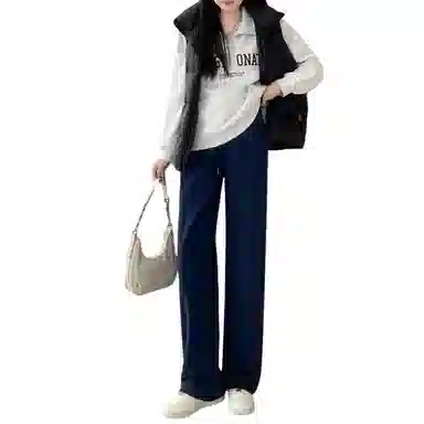 水中花 加绒直筒加厚保暖宽松舒适简约休闲裤 女款