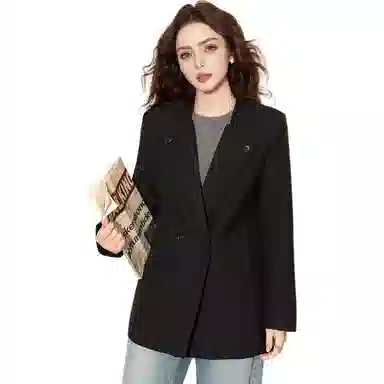 法文箱子 纯色简约双排扣西装 女款