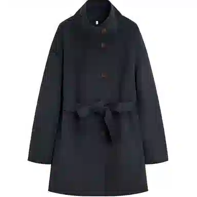 爱依服 通勤中长款简约大衣 女款 深灰