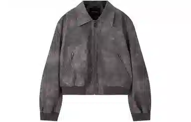 太平鸟 短款拉链仿水洗皮衣 女款