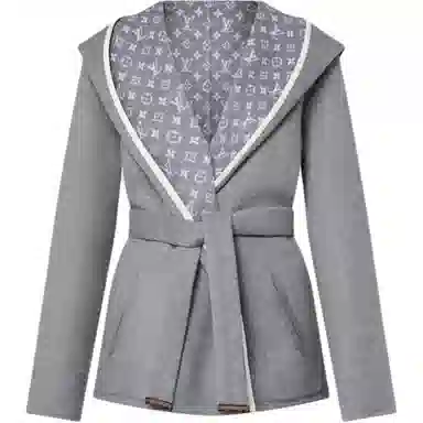 Louis Vuitton FW24 Reversible Jacquard Hoodie Coat Gray