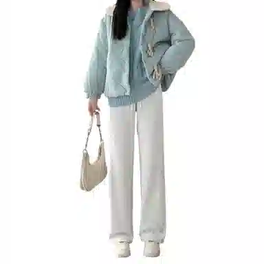 水中花 加绒直筒加厚保暖宽松舒适简约休闲裤 女款