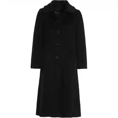 乔万尼 中长款呢子通勤百搭外套大衣 女款 墨黑色