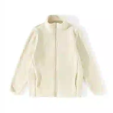 重磅基础 纯色立领百搭拉链长袖舒适保暖绒感外套 女款 藏青