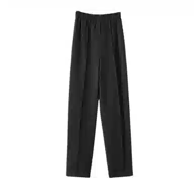 晚白 纯色高腰毛呢直筒休闲裤 女款 杏色