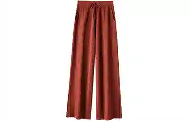 恒源祥 纯色高腰羊毛针织松紧系带阔腿休闲裤 女款