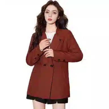 法文箱子 纯色简约双排扣西装 女款