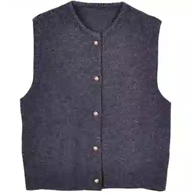 她池 圆领纯色简约宽松马甲 女款 灰色