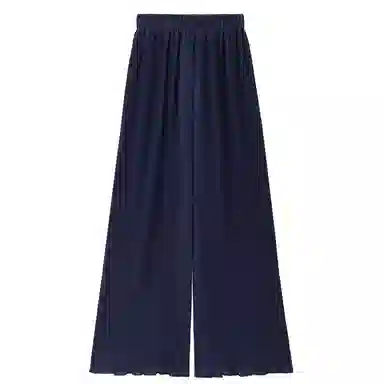 佐丹奴 老钱风压褶雪纺梭织荷叶边合身阔腿休闲裤 女款 蓝