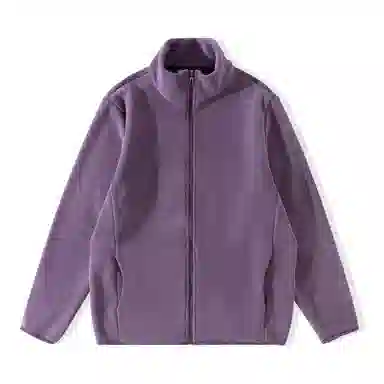 重磅基础 纯色立领百搭拉链长袖舒适保暖绒感外套 女款 藏青