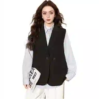 法文箱子 纯色西装领百搭无袖马甲 女款