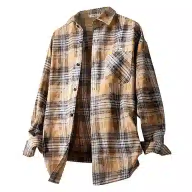 红蜻蜓 美式复古格子高街设计感高级宽松休闲百搭日常通勤潮流时尚简约长袖衬衫 男女同款