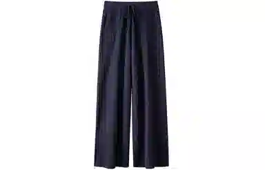 恒源祥 纯色高腰羊毛针织松紧系带阔腿休闲裤 女款