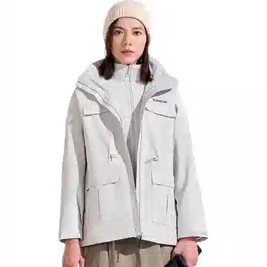 探路者  休闲舒适字母三合一  防风耐磨防静电保暖冲锋衣 女款 高级灰