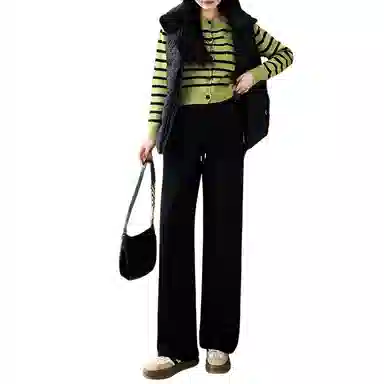 水中花 加绒直筒加厚保暖宽松舒适简约休闲裤 女款