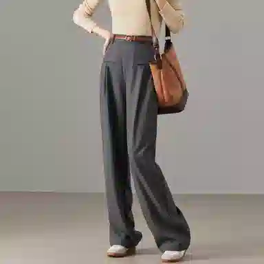 【dme】 阔腿裤高腰高级感垂感设计感拖地裤西装裤休闲裤 女款 黑色