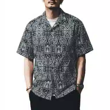 贵色 夏季 淡人随性盐系穿搭泡泡纱冰丝百搭神器衬衣清新文艺原创美式夏威夷度假花短袖衬衫 男女同款