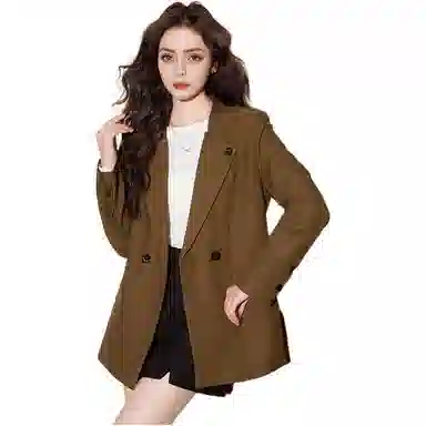 法文箱子 纯色简约双排扣西装 女款