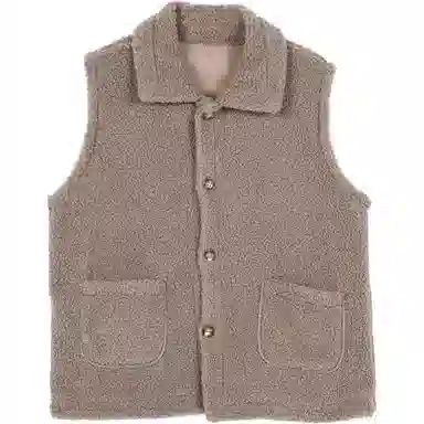 她池 纯色宽松简约加绒马甲 女款