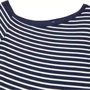 爱依服 韩版成熟条纹短袖针织衫 女款