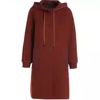 乔万尼 连帽长袖简约大衣 女款 锈橙色