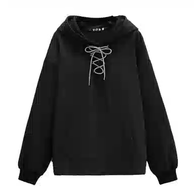 桴生 蝴蝶结连帽外套宽松显瘦休闲百搭上衣服卫衣 女款 黑色