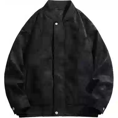 欧迪芬 复古做旧机车简约休闲宽松金属拉链皮衣 男女同款