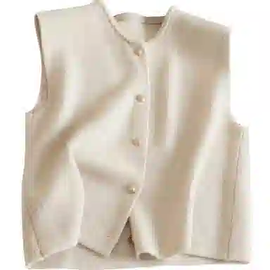 她池 圆领纯色简约宽松马甲 女款 灰色