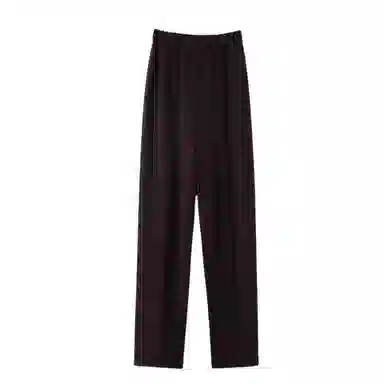 晚白 纯色高腰毛呢直筒休闲裤 女款 杏色