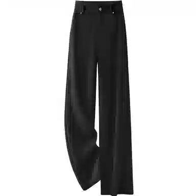 丝柏舍 纯色拉链高腰休闲裤 女款 黑色