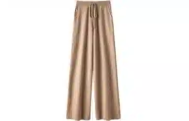 恒源祥 羊毛针织阔腿裤松紧高腰系带休闲裤 女款