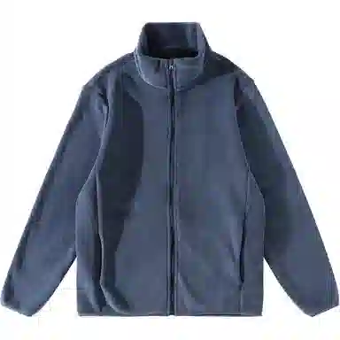 重磅基础 纯色立领百搭拉链长袖舒适保暖绒感外套 女款 藏青