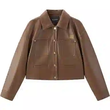 Peacebird Lapel Single-Breasted Leather Jacket