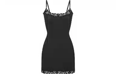 SKIMS Fits Everybody Corded Lace Slip Dress Onyx