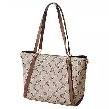 老人头 复古百搭经典通勤 合成革 托特包单肩包 女款 啡色/卡其色