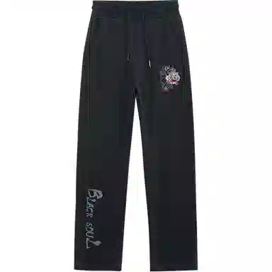 鬼洗 虎头刺绣微喇针织休闲裤 女款