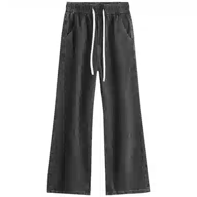 加菲猫家族 美式街头复古水洗做旧纯色简约舒适宽松直筒个性百搭垂坠感时尚痞帅嘻哈潮牌中性风青春活力牛仔裤 男女同款