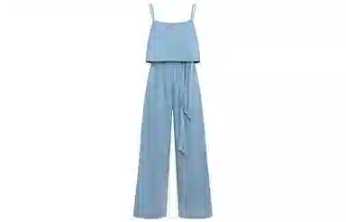 美洋 假两件吊带阔腿连体裤 女款 蓝色